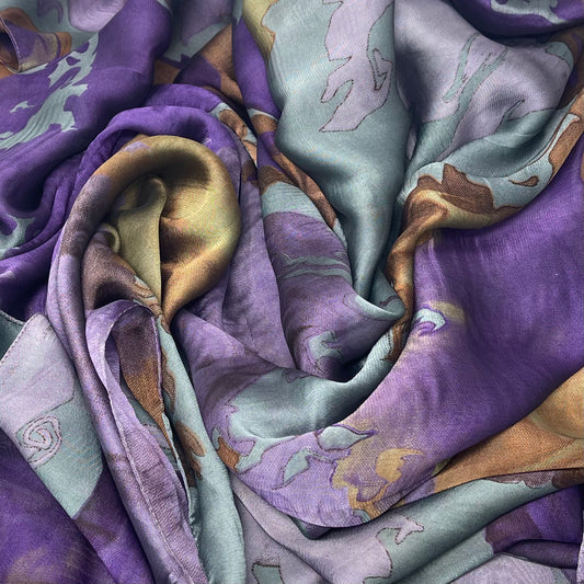 Printed Silk Chiffon | Waves - Amethyst