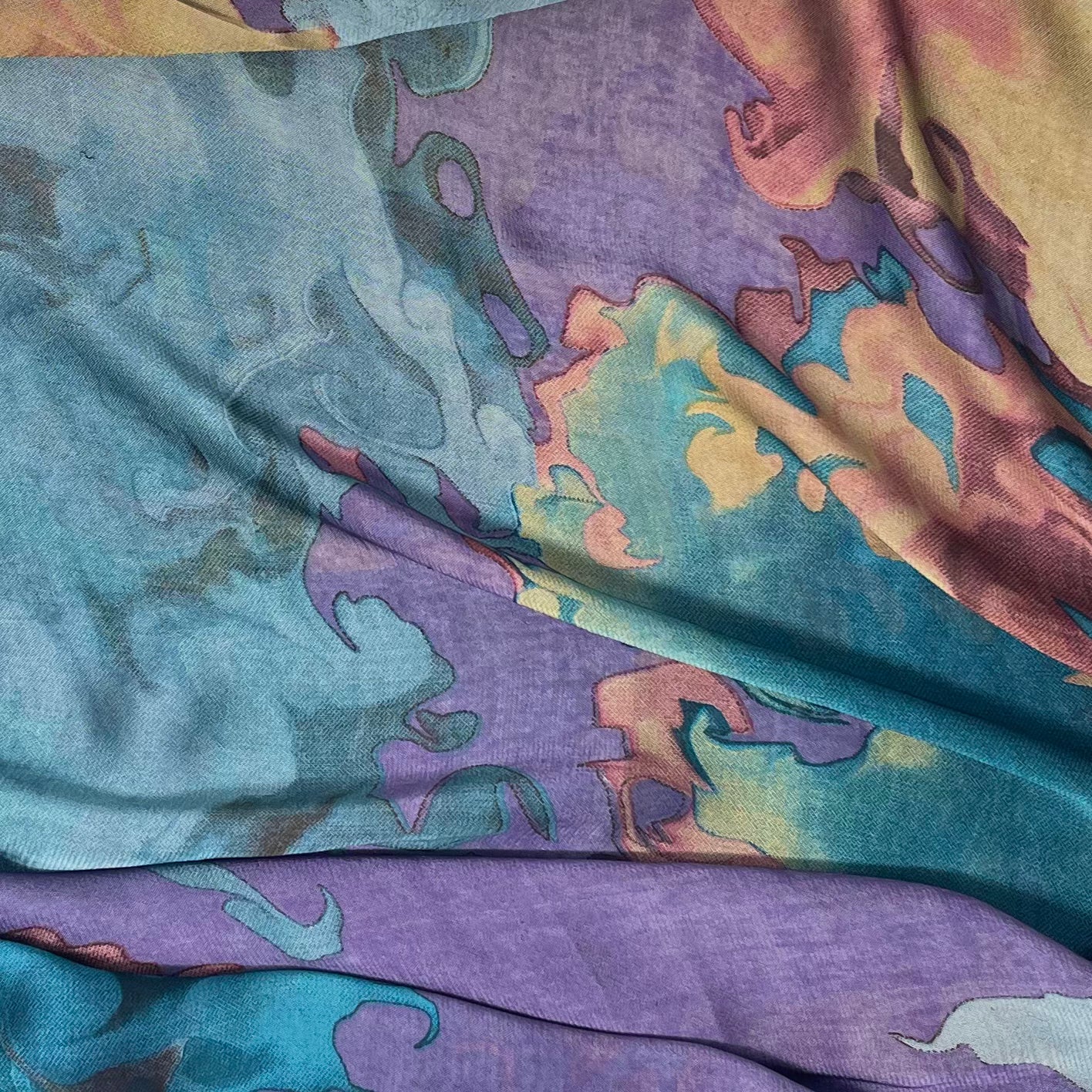 Printed Silk Chiffon | Waves - Mystic