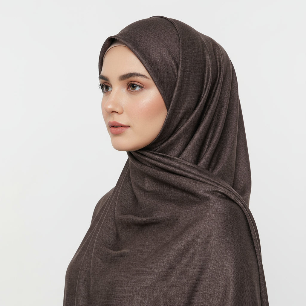 Premium Jersey Hijab in Dark Brown – Soft, Elegant, and Breathable Fabric