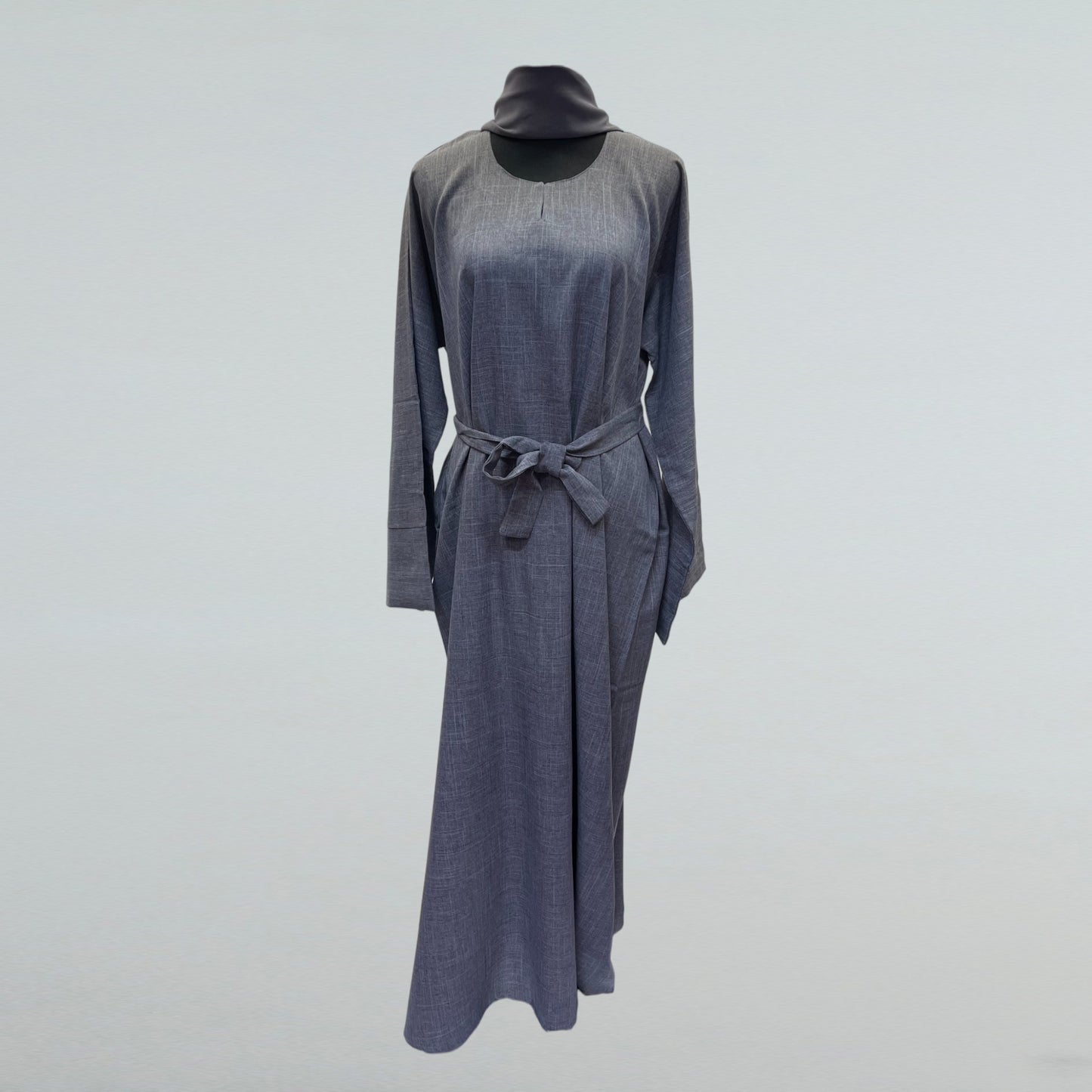 Closed Linen Abaya | Grey no