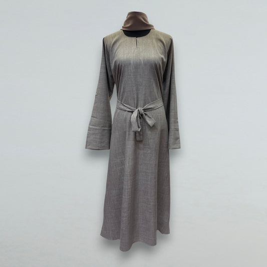 Closed Linen Abaya | Mocha