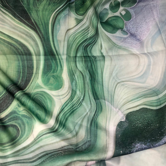 Watercolour Modal Hijab with green tones