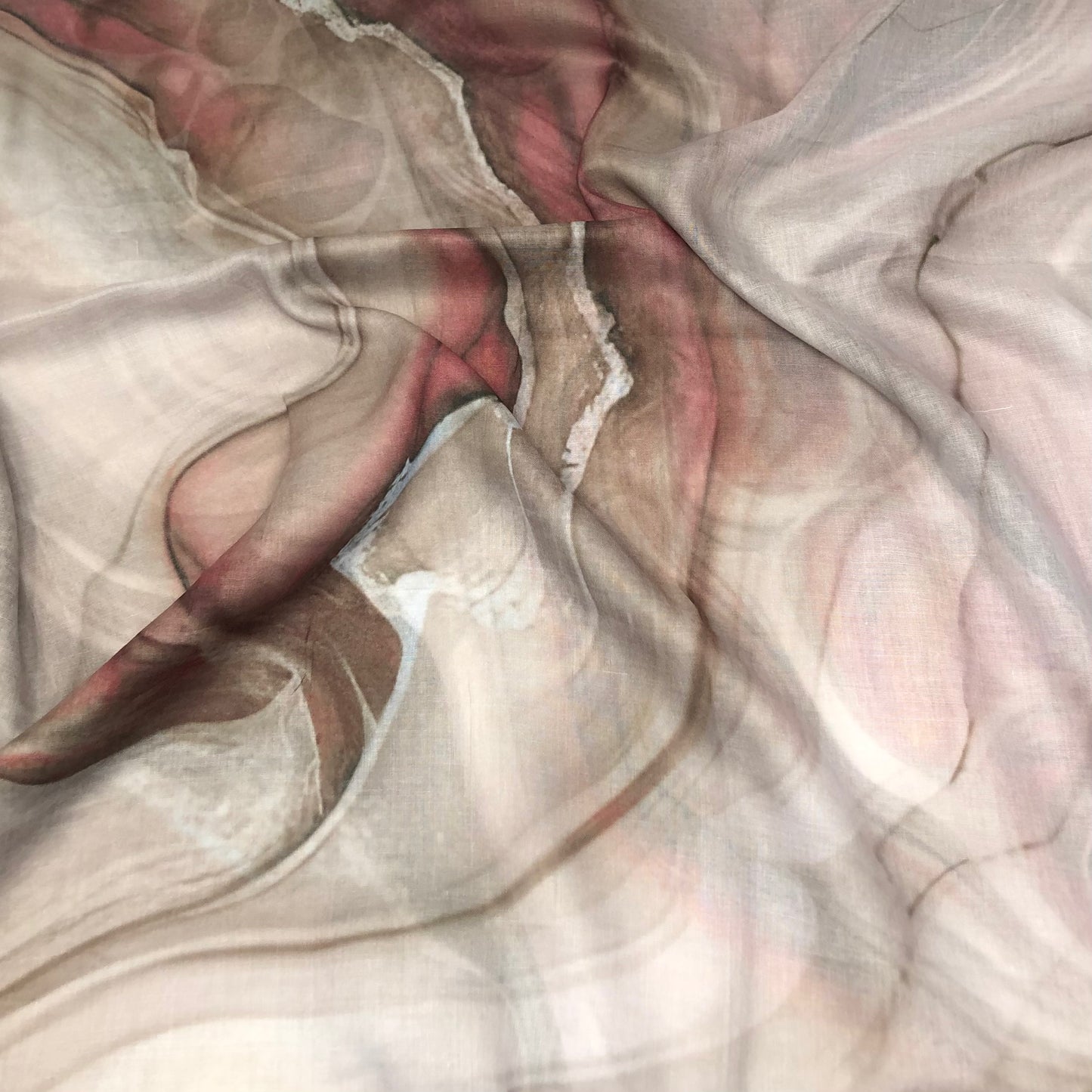 Watercolour modal hijab with beige and red tones