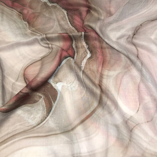 Watercolour modal hijab with beige and red tones